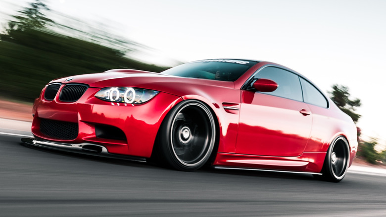 Lowered BMW M3 on the road
