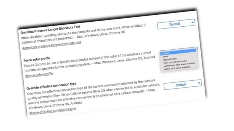 Chrome flags screenshot