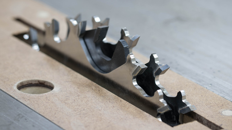 Dado blades on a table saw.