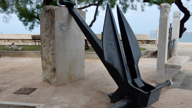 A danforth anchor from a military ship on display