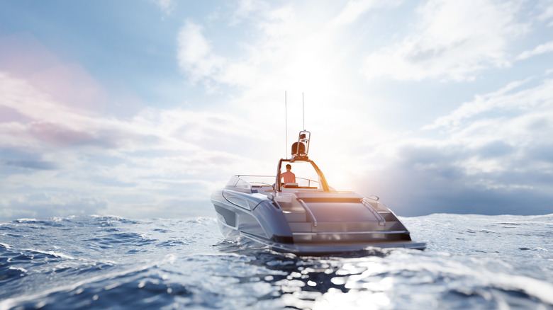 Person piloting their bout out into open water