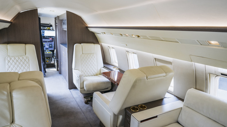Interior of an empty private jet