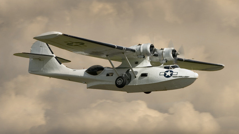 PBY Catalina Flying boat in stormy sky