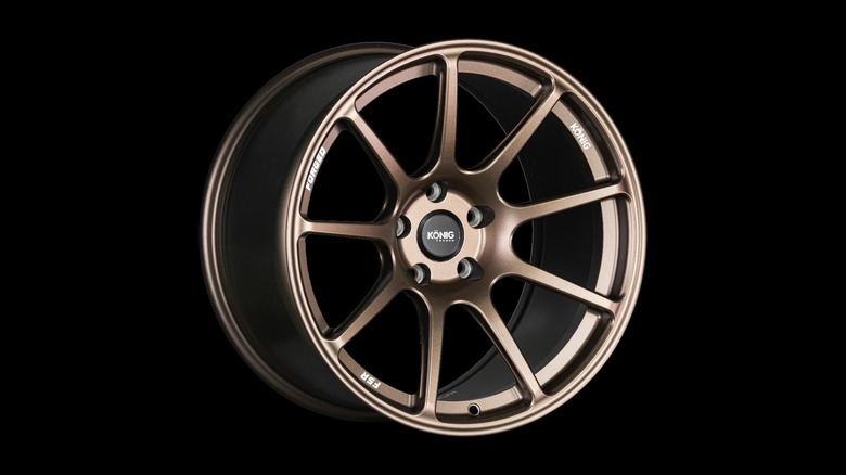 A tan Konig forged car wheel