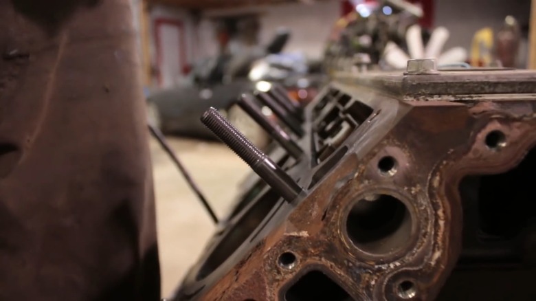 engine block showing head studs