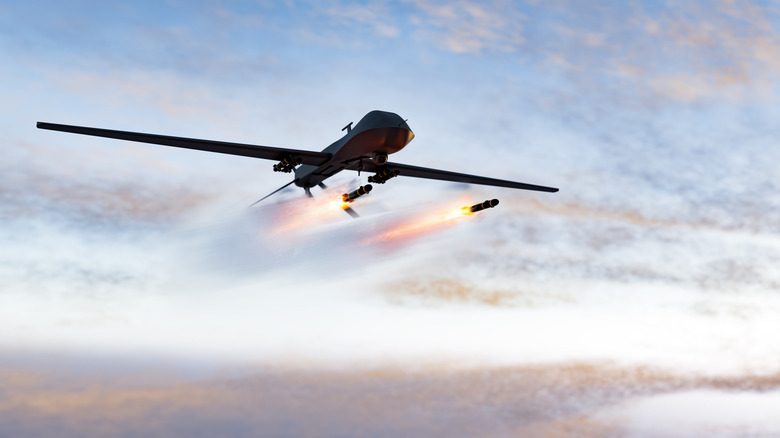 A UAV launching missiles