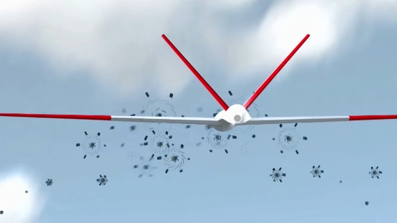 The Rheinmetall AHEAD ammunition launching ahead of an enemy drone
