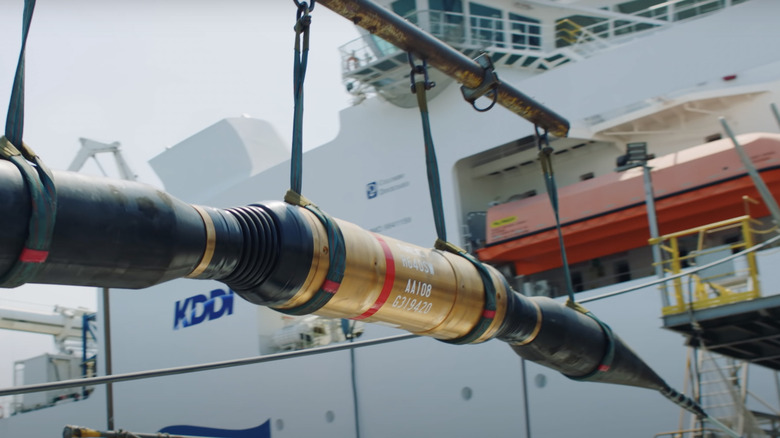 ship laying Google submarine cable