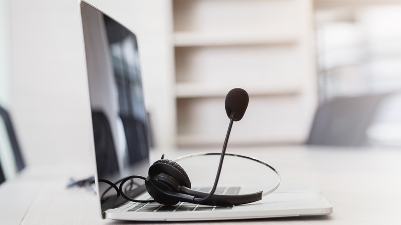 VOIP headset for customer service support (call center) concept