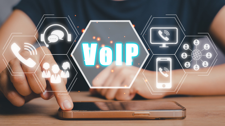 VoIP, Voice over IP Telecommunication concept,