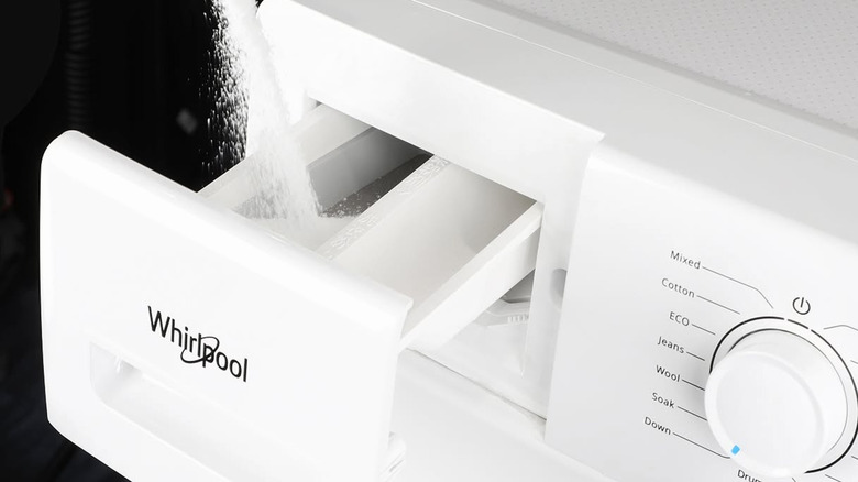 The various compartments in a Whirlpool washing machine