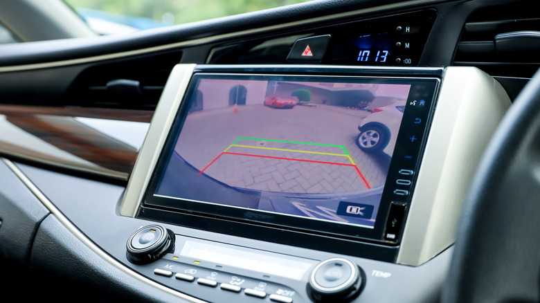 Different lines on the car's backup camera shown on display