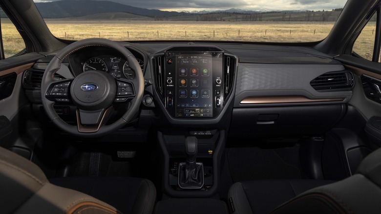 The interior of the 2025 Subaru Forester, from the center