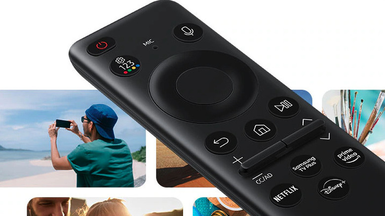 Minimalist Samsung remote with three colored dots