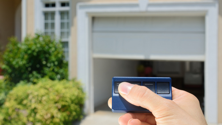 Garage door being opened by remote