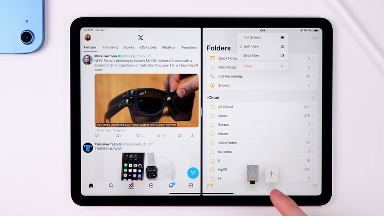 iPad apps three dots menu for Split View and Slide Over