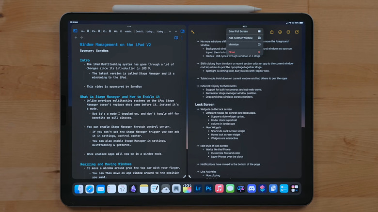 iPad apps three dots menu for Stage Manager