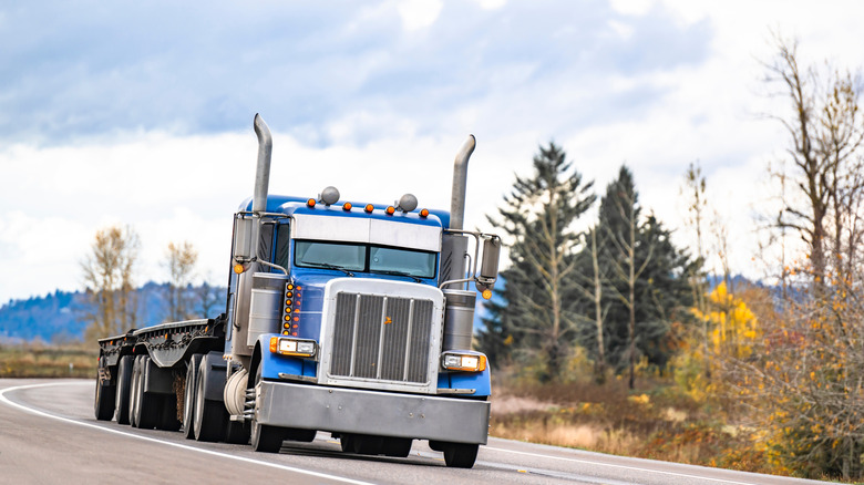 A Classic Semi Truck With Dual Air Cleaners