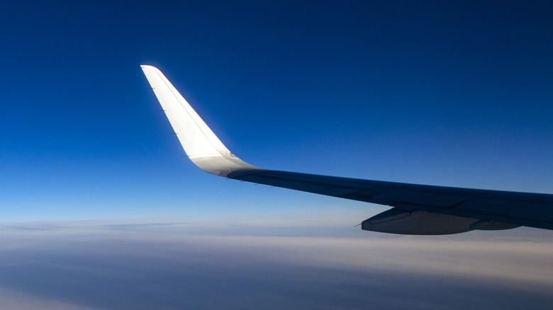 Winglet on a left wing in the air