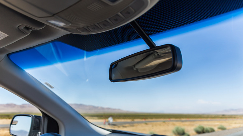 interior of a car showing a AS1 tint line