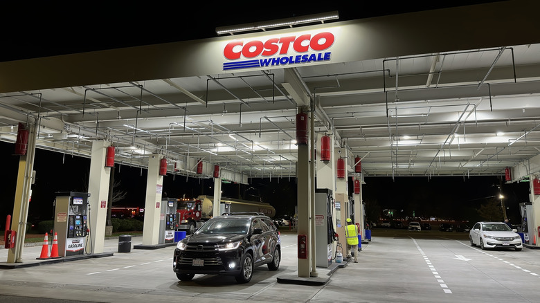 Costco gas station at night