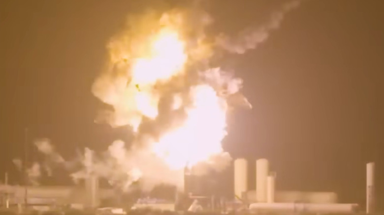 SpaceX Starship exploding during a test
