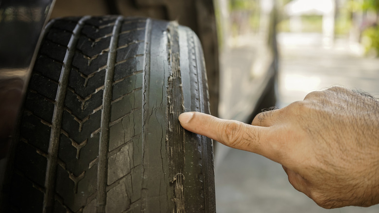 old damaged tires