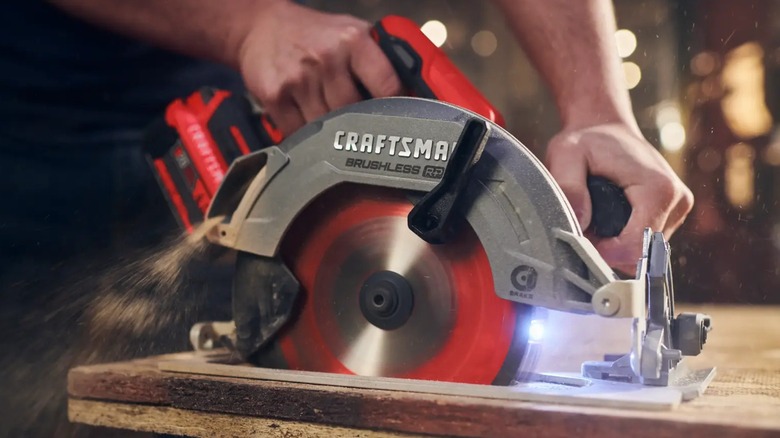 Craftsman cordless circular saw in use