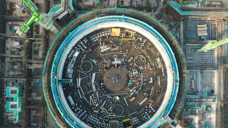 A nuclear power plant reactor construction site