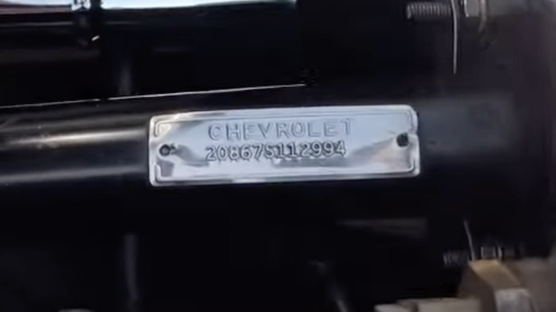 Corvette engine ID stamp pad where heads meet block