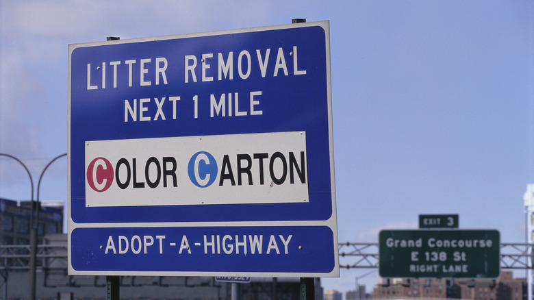 An adopt a highway sign in New York City