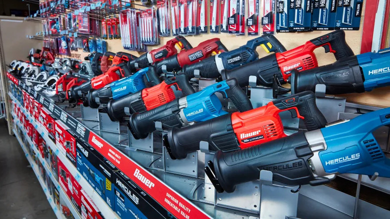 Harbor Freight tools on display in store
