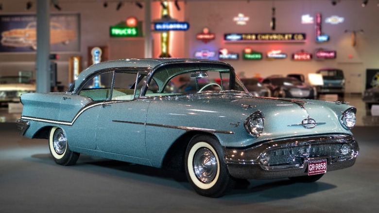 Front 3/4 view of 1957 Oldsmobile Super 88 sedan