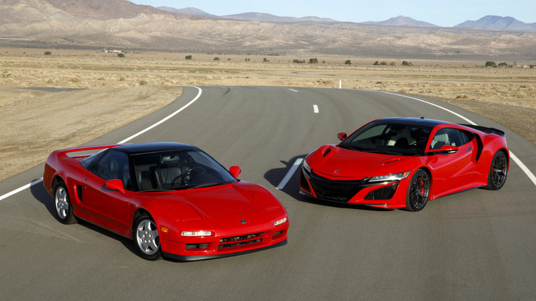 First and second generation NSX parked side-by-side