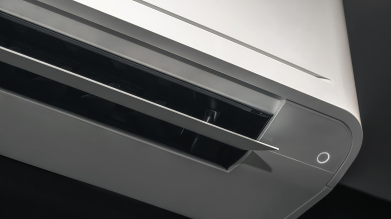 Air conditioner operating in dark bedroom
