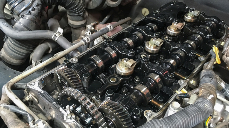 A close up of a diesel engine