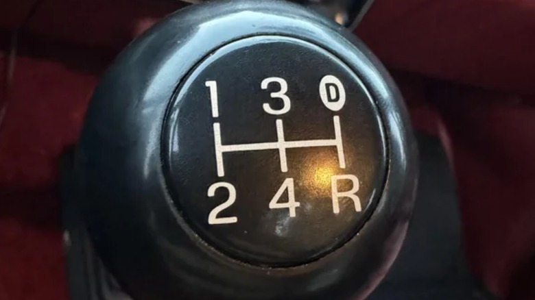 Close up of shifter with Overdrive