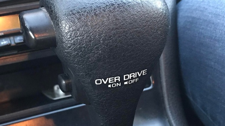 Close up of automatic shifter with Overdrive