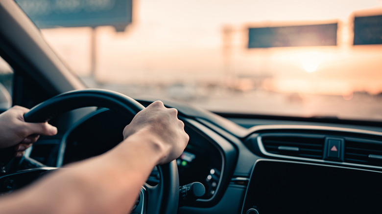 Person driving on freeeway