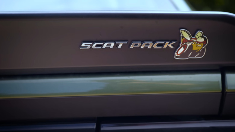 Rear Scat Pack badging on a 2020 Dodge Challenger R/T wide body