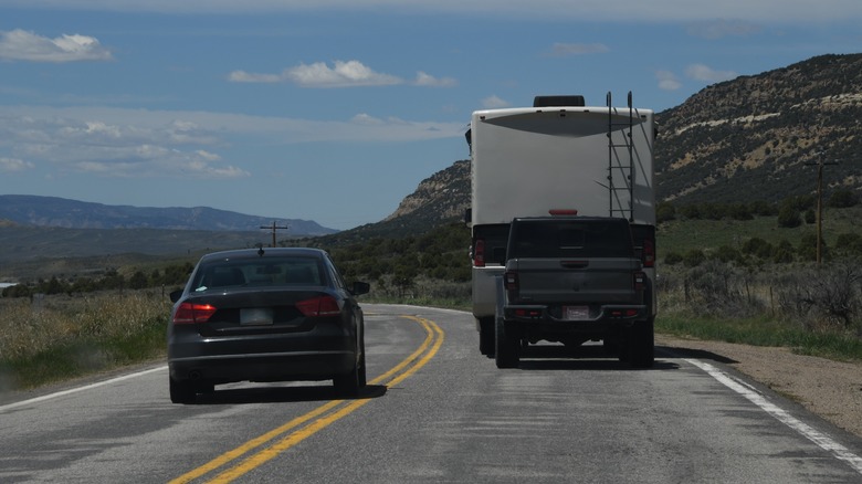 Car driving left of center