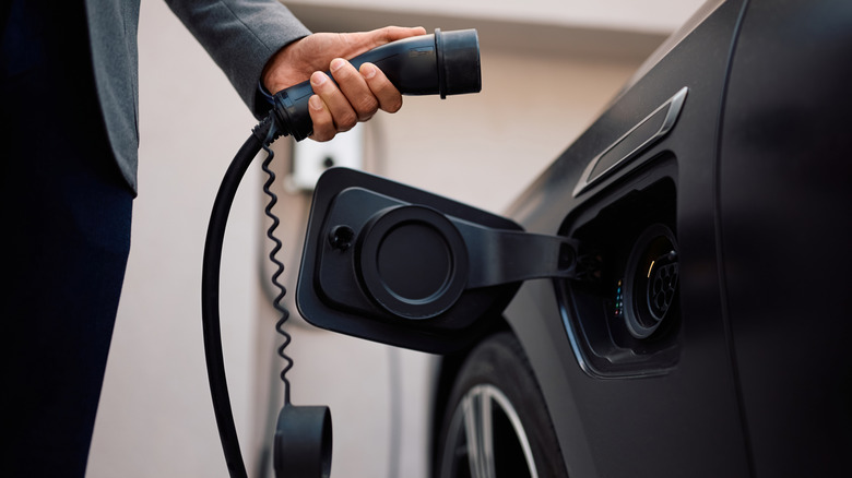 plug-in electric vehicle about to be charged
