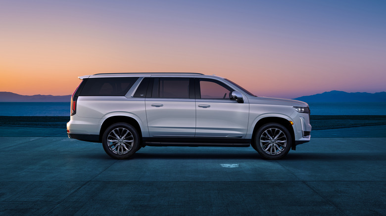 2024 Cadillac Escalade ESV side view in white.