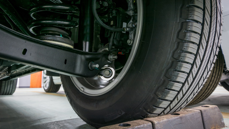 A truck's rear axle and suspension system