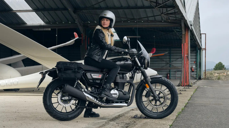 Woman riding a Honda GB350S