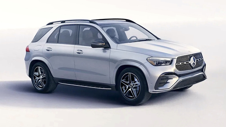 Mercedes GLE SUV parked on set