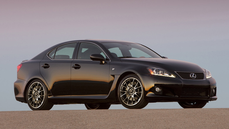 Black Lexus IS F parked.