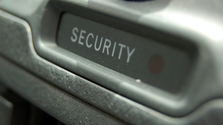 Car dashboard with warning light