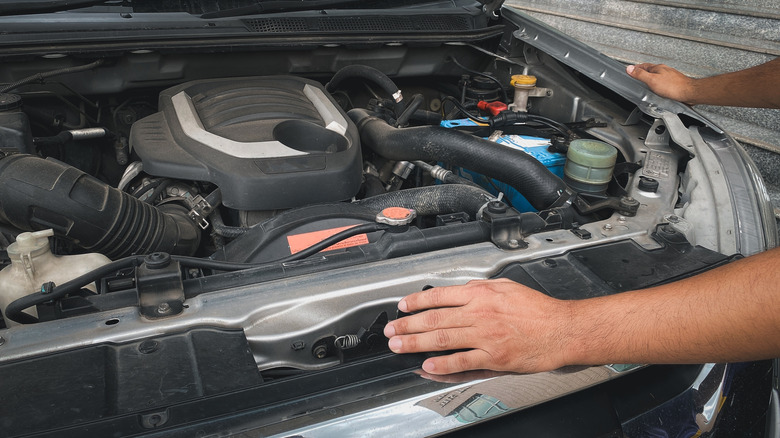 Engine being inspected