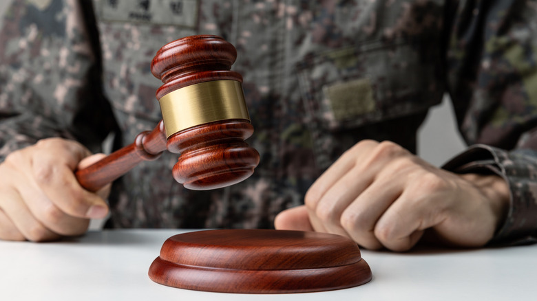 Soldier holding a gavel